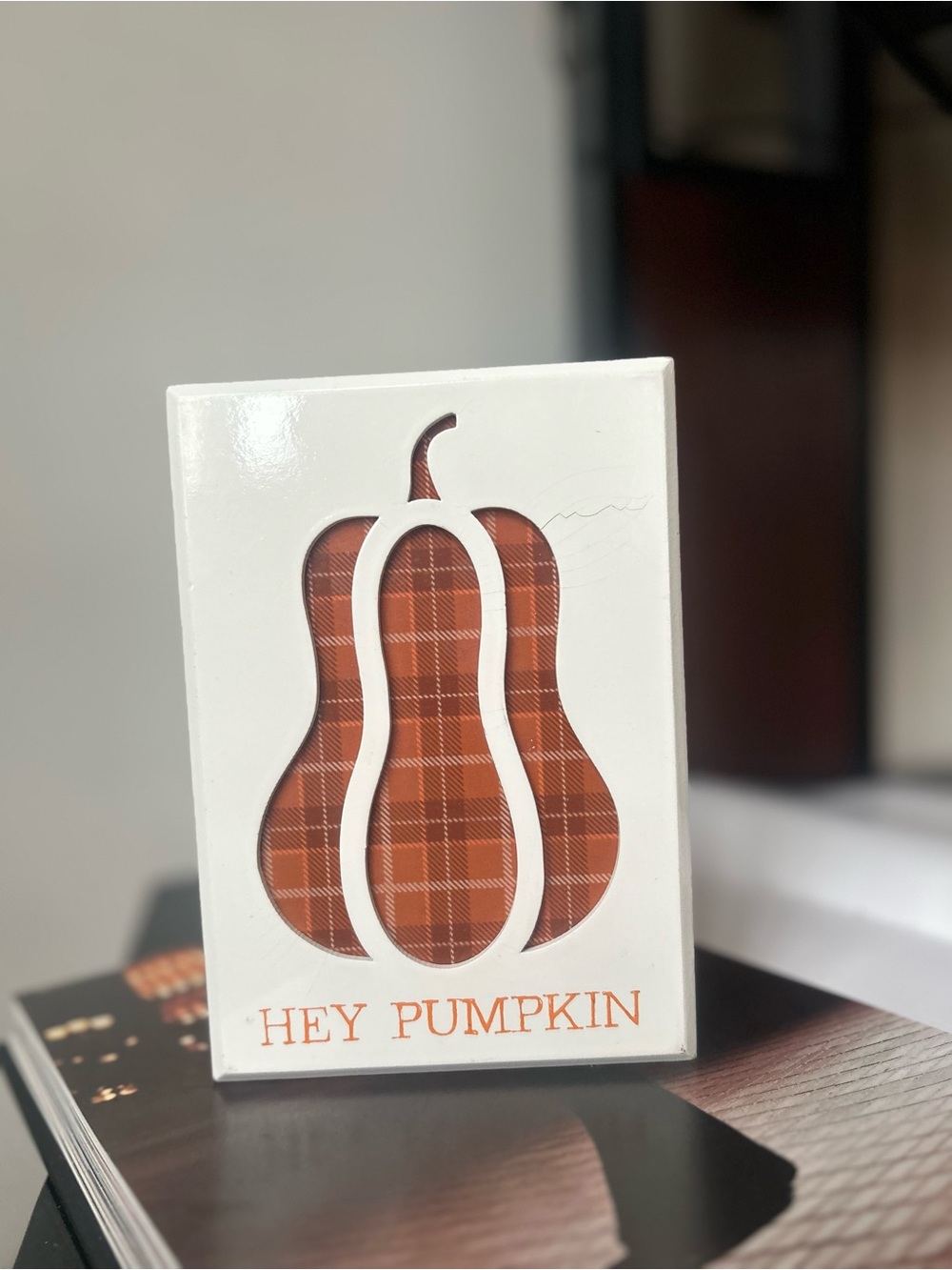 Hey Pumpkin Plaid Gourd Wall Decor - Orange